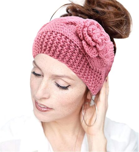 Handmade Crochet Flower Headwrap Knit Headband Women Warmer Ear Wool Wide Turban Hairband Bandage in Saudi Arabia