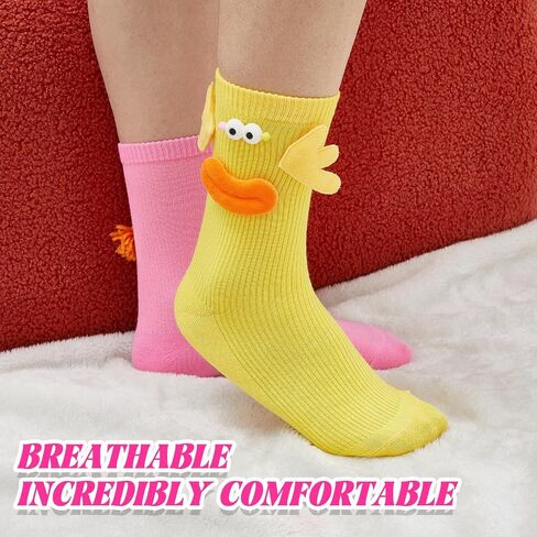 2 Pairs Silly Socks Weird Socks Cute Monster Socks 3 Dimensional Ugly Quirky Socks Novelty Funny Gift for Women Men Indoor Outdoor, Rose Red and Yellow, Spring and Summer Socks in Saudi Arabia