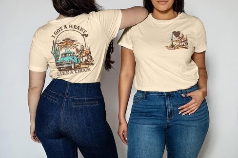 I Got A Heart Like A Truck T Shirt Women Country Music Shirts Nashville Concert Outfit Western Sunset Cowgirl Tops in Saudi Arabia