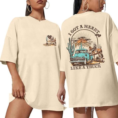 I Got A Heart Like A Truck T Shirt Women Country Music Shirts Nashville Concert Outfit Western Sunset Cowgirl Tops in Saudi Arabia