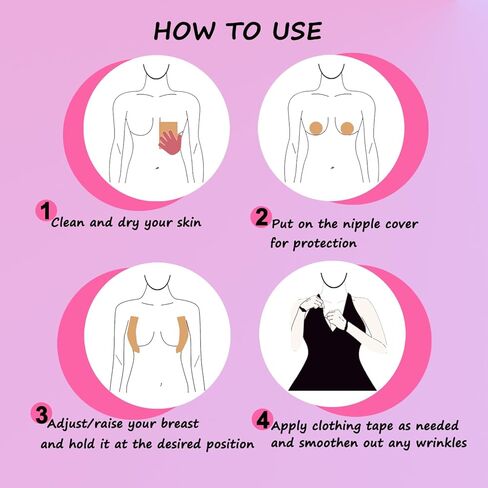 HieerBus Boob Tape Kit Breast Lift Tape, 2"/16.4ft Body Tape with Nipple Covers, Clothing & Body Tape, Bob Tape for Large Breasts A-G Cup Push up & Shape in Kuwait