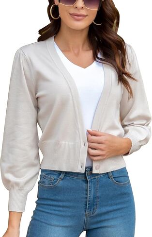 KNIT & CAST Lightweight Cardigan Sweaters for Women V Neck Button Down Shrugs for Dress in Kuwait