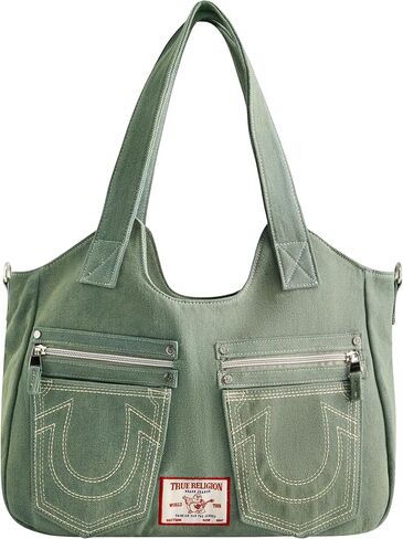 True Religion Women's Satchel Bag, Crossbody Purse Handbag with Horseshoe Logo Stitching, Sage in Saudi Arabia