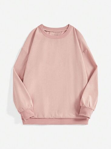 Women's Long Sleeve Crewneck Pullover Sweatshirt Loose Fit Drop Shoulder Casual Sweatshirt Pullover Tops in Saudi Arabia