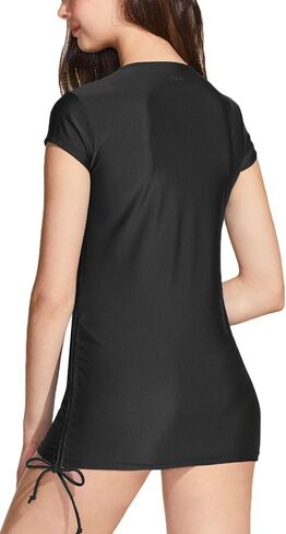 TSLA Women's Half-Zip Front Rash Guard, UPF 50+ Side Adjustable Short Sleeve Swim Shirts, UV/Sun Protection Wetsuit Swimsuit in Saudi Arabia