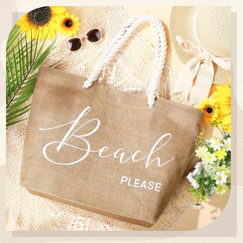 Huhumy Jute Beach Tote Bag Large Beach Shoulder Bag with Cotton Handles Waterproof Handbag for Women Travel Holiday Sea Summer Trip Picnic Shopping Grocery in Saudi Arabia
