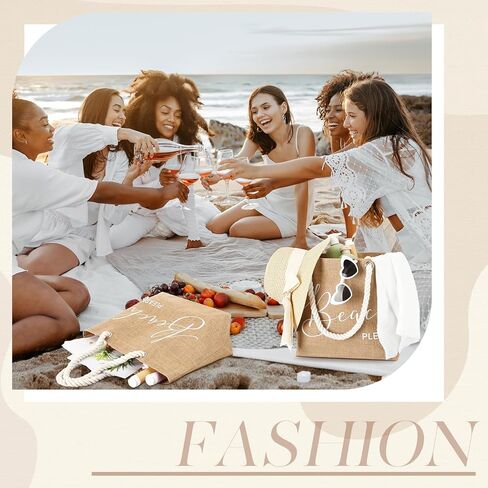 Huhumy Jute Beach Tote Bag Large Beach Shoulder Bag with Cotton Handles Waterproof Handbag for Women Travel Holiday Sea Summer Trip Picnic Shopping Grocery in Saudi Arabia