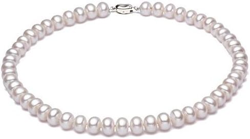 JYX قلادة كلاسيكية من اللؤلؤ المياه العذبة البيضاء 8 مم 16 بوصة in Kuwait