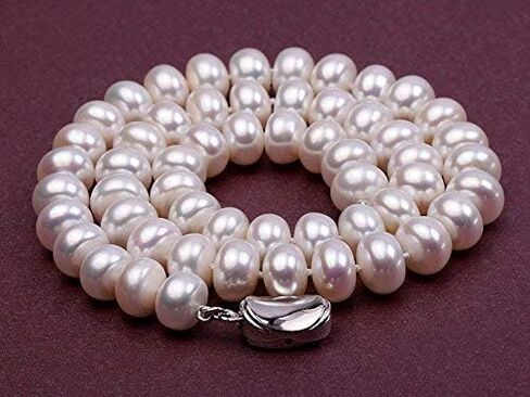 JYX قلادة كلاسيكية من اللؤلؤ المياه العذبة البيضاء 8 مم 16 بوصة in Kuwait