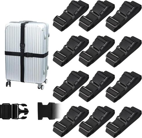 20 حزمة من أحزمة الأمتعة من LUNKUIVY، وأحزمة حقائب قابلة للتعديل مع إبزيم سريع التحرير، وأحزمة أمان مضادة للانزلاق وعلامات حقائب السفر، وإكسسوارات السفر لجميع حقائب الأمتعة (أسود) in Kuwait