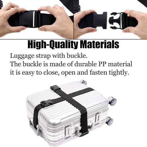 20 حزمة من أحزمة الأمتعة من LUNKUIVY، وأحزمة حقائب قابلة للتعديل مع إبزيم سريع التحرير، وأحزمة أمان مضادة للانزلاق وعلامات حقائب السفر، وإكسسوارات السفر لجميع حقائب الأمتعة (أسود) in Kuwait