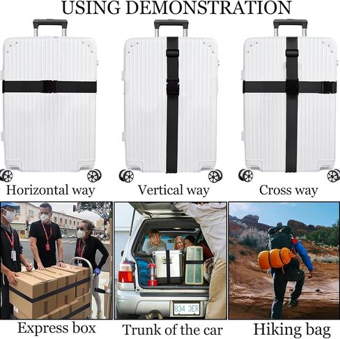 20 حزمة من أحزمة الأمتعة من LUNKUIVY، وأحزمة حقائب قابلة للتعديل مع إبزيم سريع التحرير، وأحزمة أمان مضادة للانزلاق وعلامات حقائب السفر، وإكسسوارات السفر لجميع حقائب الأمتعة (أسود) in Kuwait