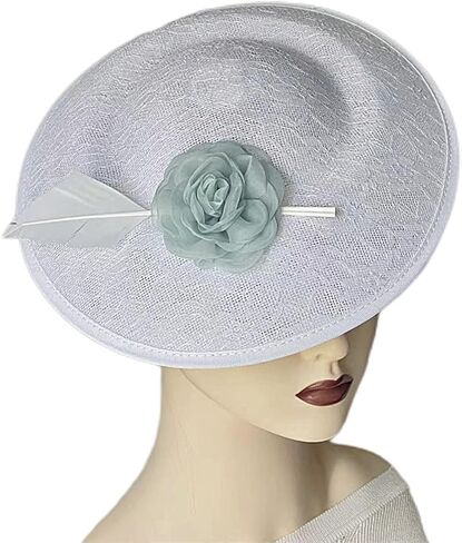 Miracleplus Hat for Women, Pillbox Hat 20s 50s Headband Tea Party Hats,Flower Sinamay Pillbox Hat for Cocktail Ball Wedding Church White Hh One Size-Medium in Saudi Arabia