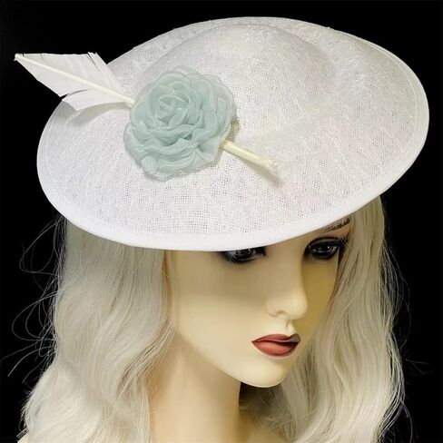 Miracleplus Hat for Women, Pillbox Hat 20s 50s Headband Tea Party Hats,Flower Sinamay Pillbox Hat for Cocktail Ball Wedding Church White Hh One Size-Medium in Saudi Arabia