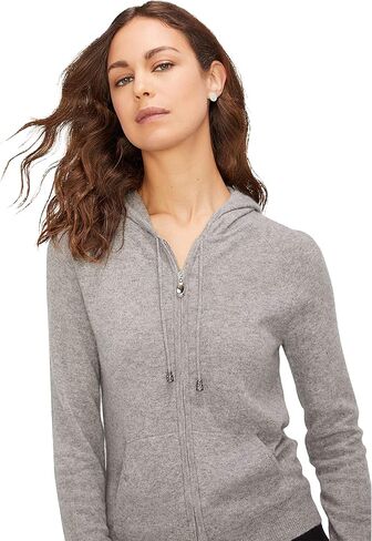State Cashmere Women's 2-Way Zips Zip Up Hoodie Front Pocket 100% Pure Cashmere Long Sleeve Sweater Full Zipper in Saudi Arabia