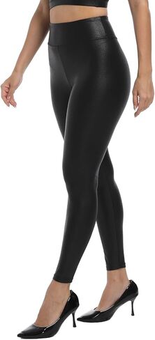 سروال ضيق من الجلد الصناعي للنساء من هودي لوفي 25 انش/27 انش بخصر مرتفع قابل للتمدد للتحكم في البطن in Kuwait