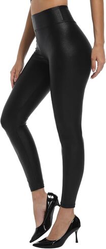 سروال ضيق من الجلد الصناعي للنساء من هودي لوفي 25 انش/27 انش بخصر مرتفع قابل للتمدد للتحكم في البطن in Kuwait