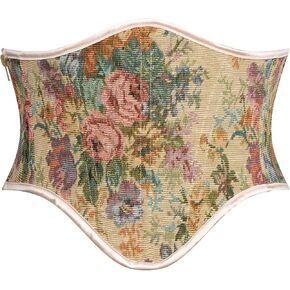 Scarlet Darkness Corset Belt for Women Floral Lace Up Boned Underbust Corset Waist Belts