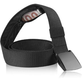 Money Belt- Travel Security Money Belt with Secret Compartment, Anti-Theft Nylon Hidden Money Pouch with Zinc Alloy Buckle for Dad Boyfriend Men, Business Travel Daily