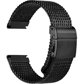 REZERO Stainless Steel Watch Bands, 316L Milanese Mesh Watch Bands, Watch Bracelets, Metal Watch Bands for Men, Gifts - Black, 20mm