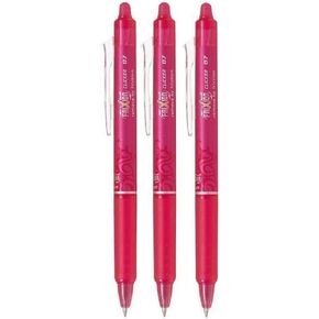 Pilot Pink Frixion Clicker Retractable Fine Rollerball Erasable Pens Pen 0.7mm Nib Tip 0.35mm Line BLRT-FR7 (Pack Of 3)