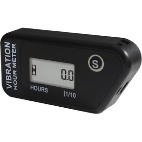 Vibration Activated Hour Meter Digital Self Powered Wireless,Resettable Job Timer,User Lock,Use for Generator Lawn Mower Motor Marine ATV and Equipment That Vibrates at Work