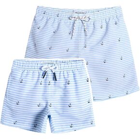 maamgic Dad and Son Matching Swim Trunks Quick Dry Father and Son Gifts Board Shorts with Mesh Lining Swim Suits Swimming Trunks (Size Large & Size 5-6 Years)