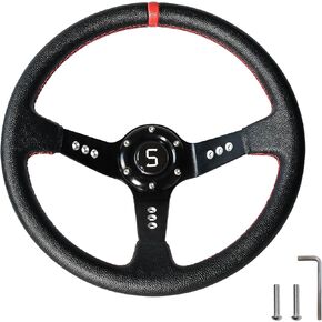 Golf Cart Steering Wheel Fit Club Car EZGO Yamaha, 13.7"/350mm Universal Golf Cart Steering Wheel for Club Car Ds and Precedent EZGO RXV & TXT Yamaha Most Golf Cart, Black (Style 2)