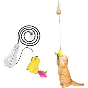 Creative Interactive Cat Toy - Swinging, Sound Response, and Reward System, Retractable Cat Teaser Toy (Chick)