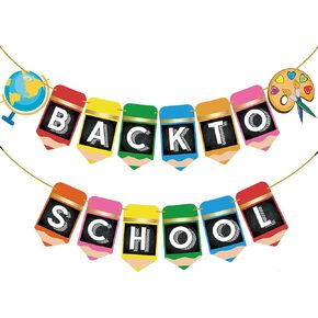 Back to School Banner Decorations - 2 Strings 10 Feet, No DIY Welcome Back to School Banner Decor for Classroom Back To School Party Decorations, First Day of School Decorations