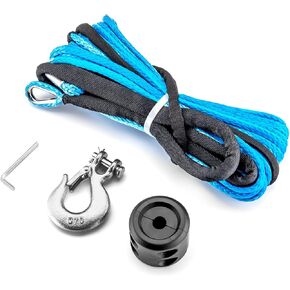 Wsays 1/4" x 50' 7700 lbs Synthetic Winch Line Cable Rope w/Winch Cable Stopper, 1/4" Winch Clevis Slip Hook Compatible with ATV UTV