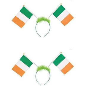 Adults St. Patrick’s Day Shamrock Head Boppers Headbands, Irish Day Shutter Glasses, Hand Waving Flags Fancy Dress Accessory