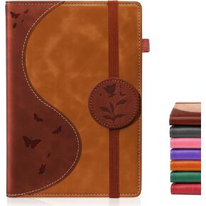 Lined Rose Journal Notebook for Women, A5 Hardcover Leather Journals for Writing,Business,Work,Travel, 200 Pages Thick Journaling Notebooks for Daily,Note Taking 5.75'' X 8.38''(Brown)