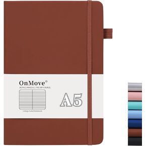 Lined Notebook Journal for Women Men 200 Pages A5 Hardcover Leather with Pen Holder College Ruled Journals for Work Note Taking Travel School Black