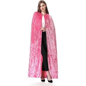 Unisex Velvet Hooded Cloak, Robe Cape for Adult Kids Halloween Masquerade Party