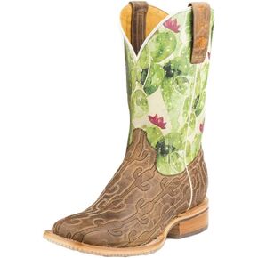 Tin Haul Women's Cacstitch Western Boot Broad Square Toe - 14-021-0007-1370 Ta