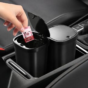 2.4 Gallon Black Plastic Mini Trash Can with Push-Button Pop Open, Cup Body Design, Easy to Clean, Comes with 140 Premium Quality Trash Bags