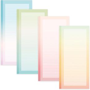 4 Pack Magnetic Notepads for Refrigerator, Full Magnet Back Design Magnetic Memo Pads, 50 Sheets per Note Pads To-Do List, Shopping List (Soft Gradient Style)