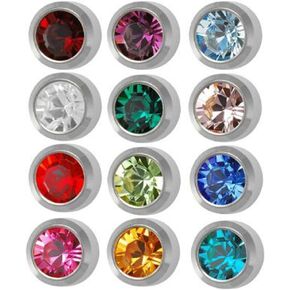 Surgical Steel 4mm Ear piercing Earrings studs 12 pair Mixed Colors White Metal by Caflon, Glass and Surgical Steel