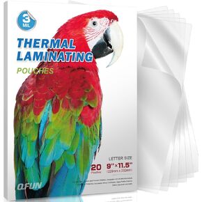 8.5 X 11 Inch Thermal Laminating Pouches, Clear Laminating Sheets for Letter, Photo Sizes (3 Mil, 20 Pack)