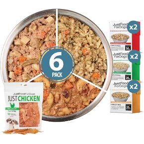 JustFoodForDogs Pantry Fresh Wet Dog Food, Complete Meal or Dog Food Topper, for Sensitive Stomachs, Balanced Remedy Human Grade Dog Food Recipe - 12.5 oz (Pack of 12)