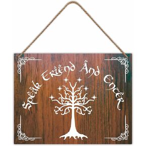 Speak Friend And Enter - 8"X10" Wooden Sign With Sisal Rope, Funny Wall Decor Farmhouse, Bar, Entry Way, Front Door, Housewarming Gift, Home & Office Decorations -A23