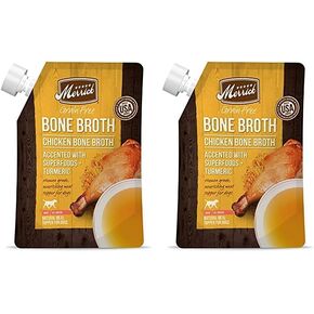 Merrick Grain Free Bone Broth, Premium Human Grade And Gluten Free Dog And Cat Food Topper Pouches, Chicken - 16 oz. Pouch