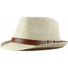 Gossifan Straw Fedora Hat for Men Panama Hat Short Brim Summer Sun Hat