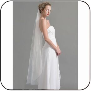 Latious 1 Tier Bride Wedding Veils White Fingertip Bridal Tulle Veil Simple Veils with Comb for Brides and Women