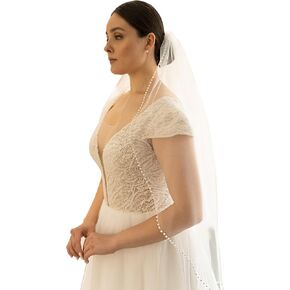Pearl Soft Tulle Wedding Bridal Veil with Metal Comb