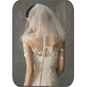 Unsutuo 2 Tiers Bride Wedding Veil Bachelorette Party Veil Short Fingertip Bridal Tulle Veil with Comb for Women and Girls