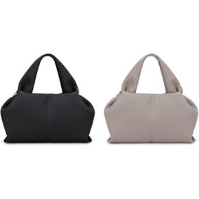 JQWYGB Cloud Pouch Bag Dumpling Clutch Purse (Black+Grey)