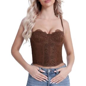 Y2K Trendy Lace Bustier Corset Tops for Women: Backless Top with Glossy Straps - Soft, Breathable -Amore Collection