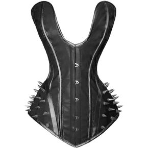 luvsecretlingerie Heavy Duty 26 Double Steel Boned Waist Training Leather Long Torso Overbust Tight Shaper Corset #8964-B-LE